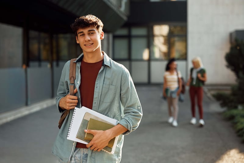 Co-op student with a back pack